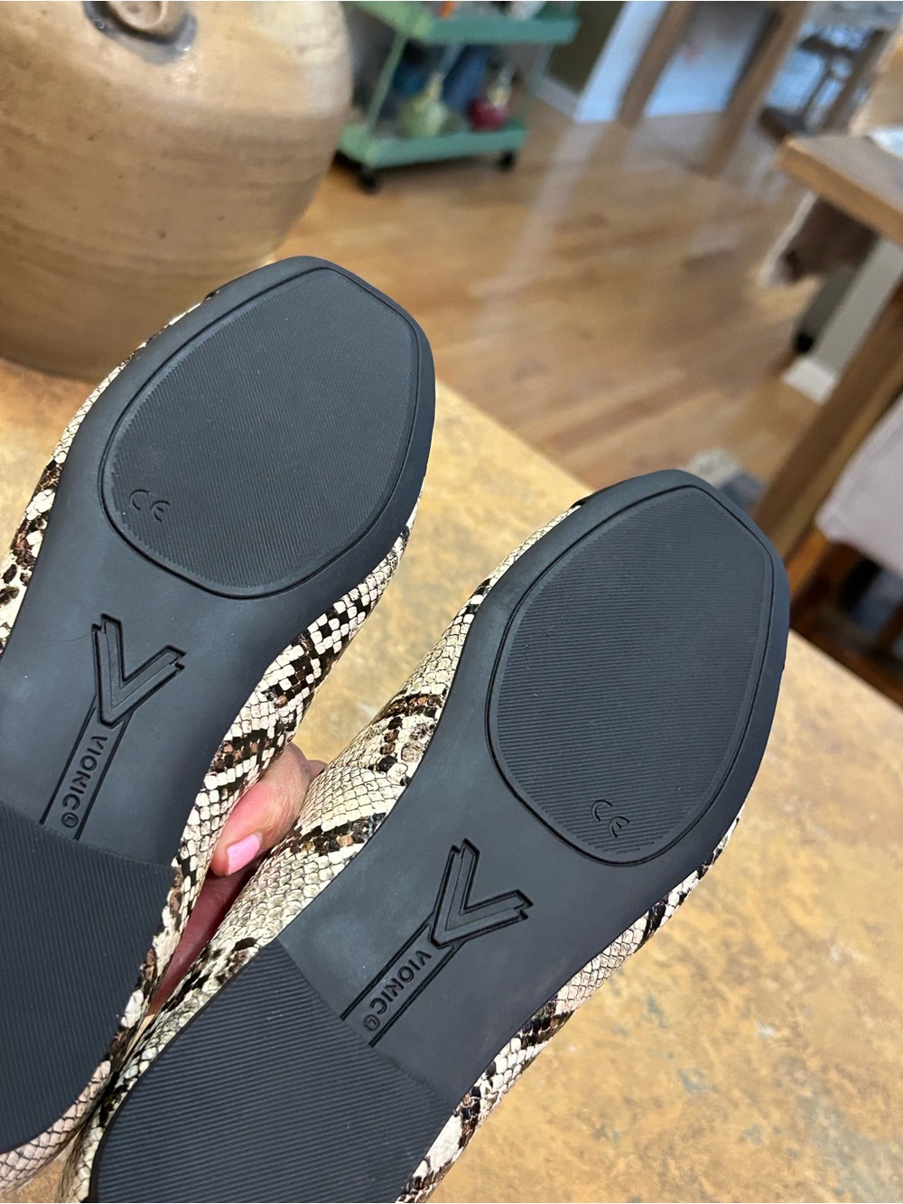 Vionic Klara Black & Snake-Print Ballet Flats with Bow - Picture 10 of 12